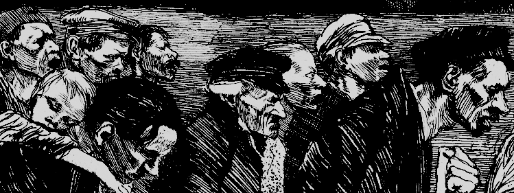 Kathe KOLLWITZ (1893-1897) Marche des tisserands, planche 4 du cycle, Une Révolte des tisserands_rognée sample